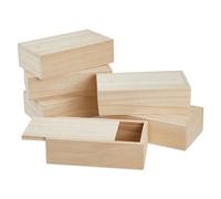 SUPERFINDINGS 6 Boîtes de Rangement en Bois Inachevé avec Couvercle Coulissant 16.9 x 9.6 x 5 cmCoffret avec Couvercle Boîte de Rangement de Bijoux et Objets Divers