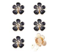 SUPERFINDINGS 6 bouton de Manchette Fleur Noire Camélia Élégant en Alliage Émaillé Tendance Idéal pour un Costume D'Affaires