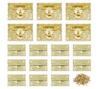 SUPERFINDINGS 6 Ensembles de Loquets Décoratifs Gravés en Or pour Boîtes Coffrets Tiroirs en Bois avec Vis Antique pour Réparation et Décoration 3,5x5,1 cm