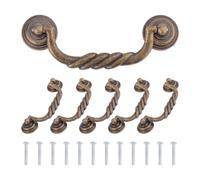 SUPERFINDINGS 6 Ensembles de Poignées de Tiroir à Chute Bail 4.72 inch Entraxe Vintage Bronze Antique Poignées de Tirage Poignées de Armoire Poignées Provinciales Françaises avec Vis