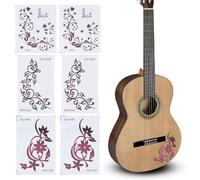 SUPERFINDINGS 6 Feuilles 3 Styles Autocollants De Protection Pour Guitares Planche Décorations Fleuries Auto Adhésives En PVC Motifs Floraux Décalcomanies Amovibles Pour Panneaux De Guitare Marquage