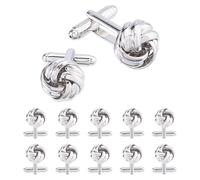 SUPERFINDINGS 6 Paires de Boutons de Manchette Nœud Platine Alliage Élégant pour Homme Femme Cadeaux Accessoires Costume Chemise de Smoking Design Classique