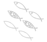 SUPERFINDINGS 6 PCS 3Styles Argent ABS Plastique Autocollants Jésus Christ Poisson et Croix Adhésif Autocollant DIY Décorations pour Fenêtre de Voiture Ordinateurs Portables Bagages Réfrigérateur