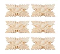 SUPERFINDINGS 6 Pièces Appliques Sculptées en Bois Longues Appliques DIY Décalcomanies Décoratives Fleurs Non Peintes pour Décoration de Meubles Porte Armoire Lit 10.7x5.6x1.25cm