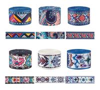 SUPERFINDINGS 6 rouleau de Ruban Jacquard Vintage en Polyester 6 couleurs 21 1/2 m Épais Brodé en Dentelle Style Ethnique Franges Style Bohème (10) cm (38mm)