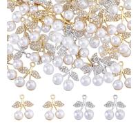 SUPERFINDINGS 60 Pièces 2 Couleurs Charmes Cerise en Alliage Strass Pendentifs Cerise Mignons Charmes Fruit en Vrac avec Perle Plastique pour Boucles d'Oreilles Bracelets Colliers Création Bijoux