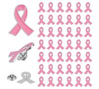 SUPERFINDINGS 60pcs Ruban de Sensibilisation au Cancer du Sein Épingles en Émail Badges Officiels en Alliage Rose Émail Broches de Ruban D'Espoir Rose Sac à Dos Vêtements Épingles de Ruban 26x21x1.5mm