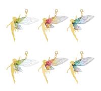 SUPERFINDINGS 6Pcs 3Styles Pendentif Fée Fleurie Ailes de papillon en résine avec fermoir en forme de pince de homard Porte-clés Ange pour femme sac à main sac à dos pour la famille les amis cadeaux