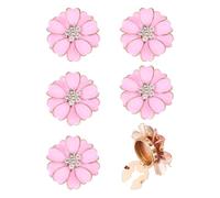 SUPERFINDINGS 6PCS Boutons De Manchettes Fleuris 3.2cm Cœurs Floraux Couvre Boutons Émail Rose Élégants Pour Femmes Bouton Strass Bijoux Clip Alliage Décor Cravate Détachables Pour Chemise Robe