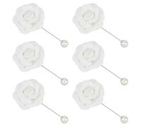 SUPERFINDINGS 6Pcs Broche Camélia en Polyester avec Perle Epingles pour Bouquets de Fleurs Blancs Broches élégantes en Camélia Accessoires de Sac à Main pour Femmes Fête de Mariage,9.7cm