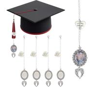 SUPERFINDINGS 6Pcs Charmes Photos De Memorial Pour Calot De Graduation 18cm 7.1inch Gland Charmes Photos 2026 Personnalisés Pendentif Calot Memorial Pendentif Memorial Avec Fermoir Mousqueton