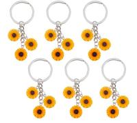 SUPERFINDINGS 6Pcs Porte-clés Tournesol Porte-clés Fleurs Porte-clés à Breloques Florales Pendentifs en résine d'alliage pour décoration de Sac Charms pour clés de Voiture Anneau pour Porte-clés