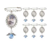 SUPERFINDINGS 7 Pièces Breloque Photo de Mariage Cadre Photo Cabochon Verre Ovale Broche Pendentif Kit Souvenir Memorial Pour l'Artisanat une Cérémonie Mariage Sans Colle Nécessaire (Pendentif Perle)
