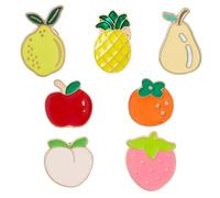 SUPERFINDINGS 7 Styles Mignons Pins Émaillés de Fruits Pêches Pommes Épingles de revers en Alliage Badges Amusants pour Sac à Dos Broches Esthétiques pour Vêtements Sacs Vestes Chapeaux Accessoires