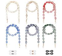 SUPERFINDINGS 74.3cm 6 couleurs Cordon Lunettes Style de Pierres Précieuses Chaînes de Trombone en Acrylique et Aluminium Chaînes de Lunettes Chaînes en Alliage Fermoirs à Griffes de Homard Extrémités