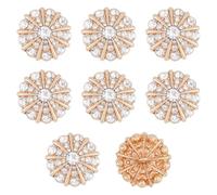 SUPERFINDINGS 8 pièces Boutons à Tige en Strass Fleur à Coudre Sur des Boutons Dorés Clairs Embellissements en Cristal avec 1 trous pour la Fabrication de Bijoux de Vêtements Décoration Bricolage