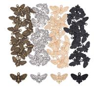 SUPERFINDINGS 80Pcs 4Couleurs Moth Skull Charms, Pendentifs Gothiques Moth Tête de Squelette Moths Insect Charm Breloque en Alliage de Style tibétain Pendentif Papillon pour la Fabrication de Bijoux