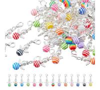 SUPERFINDINGS 84Pcs 14 Couleurs Ange Porte-Clés Résine Ange Gardien Porte-clés Perle Gardien Charmes Ange en Perles Ensemble Porte Alliage Clips Ange Faveurs