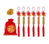 SUPERFINDINGS 8Pcs Feng Shui Money Frog with Chinese Coins Red Blessing Bag Chinese Knot Lucky Coins Gold Three Legged Toad Set for Attracting Wealth Success New Year Gifts Decoration