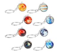 SUPERFINDINGS 8Pcs Planet Keychain Solar System Planet Keyring Glow in The Dark Luminous Galaxy Keyring for Car Keyring DIY Ornament Bag Decoration
