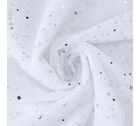 SUPERFINDINGS 9.84x5.25ft Fond de Photographie avec Étoile Lune Paillettes Tulle Blanc Nail Art Photo Décors Plat Pose Tissu Produit Photoshoot pour la Photographie