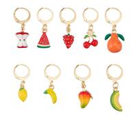 SUPERFINDINGS 9 Pièces Charmes de Chaussures Fruits Pendentifs en Alliage Doré à Émail 3D 30mm Charms pour Sneakers Boucles d'Oreilles et Bijoux DIY Pomme Pastèque Fraise Cerise Poire Citron Banane