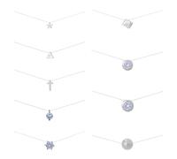 SUPERFINDINGS 9 Style Transparent Ligne de Pêche Colliers Ras du Cou Mode Invisible Pendentif Collier Simple Croix Étoile Cubique Zircon Pendentif Collier Ras du Cou Bijoux Mignons pour Femmes Filles