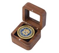 SUPERFINDINGS Boîtier De Présentation Pour Pièce De Défi En Bois De Noyer Boîte De Rangement Pour Pièces Uniques Avec Fenêtre Visible Étui De Collections Pour Pièces Rondes Destiné Aux Collectionneurs