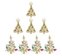 SUPERFINDINGS Breloque Arbre de Vie 8 styles Pendentif Porte Bonheur Plaqué Or 2 carats en Laiton et Oxyde de Zirconium pour la Fabrication de Bijoux Artisanaux