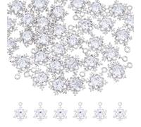 SUPERFINDINGS Breloques Flocon de Neige en Argent Breloque en Cristal de Zircone Cubique avec Anneau de Saut Breloques Flocon de Neige en Strass D'Hiver pour Boucles D'Oreilles Bricolage