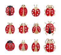 SUPERFINDINGS Broche Coccinelle Mignonne En Émail 1 Sachet Broche Insecte Cartoon Épingle À Vêtements Sacs Vestes Accessoire Cadeau Fêtes 12pcs