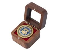 SUPERFINDINGS Challenge Coin Display Case Wood Coin Storage Box Single Coin Cases Visible Window Coin Storage Case Round Coins Collection Display for Collectors Soldier Dark Red