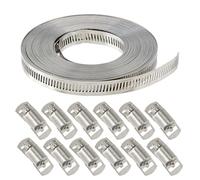 SUPERFINDINGS Colliers de Serrage Colliers Serrage en Acier Inoxydable Kit de Bricolage Bande métallique perforée de 32,8 Pieds 12 Attaches Bande métallique perforée à vis sans Fin réglable