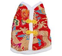 SUPERFINDINGS Costume d'hiver pour chien avec boutons en nœud de dragon - Cheongsam - En polyester chaud - Vêtement de la dynastie Tang, manteau de Noël pour bichon en peluche, chiens de petite et