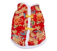 SUPERFINDINGS Costume d'hiver pour chien avec boutons en nœud de dragon - Cheongsam - En polyester chaud - Vêtement de la dynastie Tang, manteau de Noël pour bichon en peluche, chiens de petite et