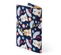 SUPERFINDINGS Couverture de Livre A5 8.6x12.2 pouces Tissu en Lin Doux Bleu Indigo Motif Chien Akita Lavable en Tissu Doux pour Livres de Poche pour Livres à Couverture Rigide