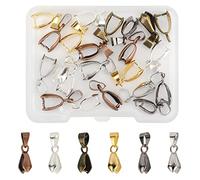 SUPERFINDINGS Environ 120 PCS 7mm 6 Couleurs en Laiton Pique à Glace Pincement Bails Pendentif Charms Fermoirs Chaîne Connecteur Pince Bail Fermoirs pour Demi Perles Percées, Trou 4 mm