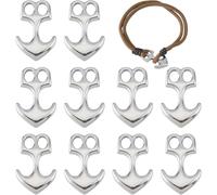 SUPERFINDINGS Lot de 10 Fermoirs à Ancre en Alliage à Crochet 32.5x21.5mm à Double Trou pour Extrémités de Cordon en Cuir Fermoir Ancre pour la Fabrication de Bracelets en Cordon de Cuir Bijoux DIY