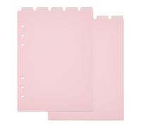 SUPERFINDINGS Lot de 10 feuilles d'index A5 à 6 trous en plastique givré - Intercalaires vierges pour agenda, cahier, classeurs à feuilles mobiles, 219 x 148 x 0,3 mm, trou : 6 mm - Rose