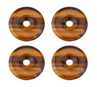 SUPERFINDINGS Lot de 4 breloques œil de tigre naturel en forme de donut - Pendentifs porte-bonheur chinois Feng Shui - Pendentif en forme de disque Pi de 30 mm pour femme et homme - Collier - Cadeau