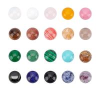 SUPERFINDINGS Lot de 40 cabochons de 20 styles - 10 mm - Demi-rond - Quartz à dos plat - Pour fabrication de colliers, bijoux, loisirs créatifs