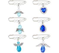 SUPERFINDINGS Lot de 6 breloques en forme de bouquet d'ange bleu - Cadeau pour mariée - Ange gardien - Breloques commémoratives pour bouquet de mariage - Cadeau souvenir de maman ou papa