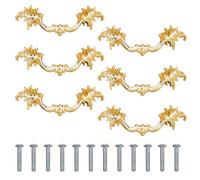 SUPERFINDINGS Lot de 6 poignées de tiroir vintage de style européen en alliage antique de 12,7 cm pour tiroir de commode, poignées de tiroir et boutons dorés pour portes d'armoire