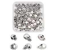SuperFindings Lot de 60 perles intercalaires en alliage de zinc Style tibétain - 3 styles - Bricolage, Halloween, bijoux