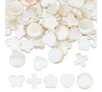 SUPERFINDINGS Lot de 70 perles de Coquillage Blanc Naturel Brin de Perles de Coquillage Blanc Brillant pour la Fabrication de Bijoux Bracelets Colliers Porte Clés Accessoires