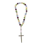 SUPERFINDINGS Perles De Prière En Onyx NaturelRosaire Chrétien | 8mm perles rondes,pendentif croix en alliage,noir,taille 22.5cm,portable dans la poche,design anglican