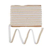 SUPERFINDINGS Ruban en dentelle de polyester tressé blanc et doré - 11,5 m - Accessoires tressés pour vêtements