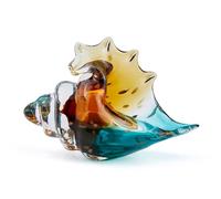 SUPERFINDINGS Statue De Conque en Verre Soufflé Art De Verre Marin Figurines Décor De Verre Marin 21x9.5x13.5cm Statue Créative De Coquillage Conque Décoration Côtière pour Tables À Manger Entrées