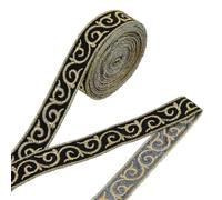 SUPERFINDINGS Style Chinois Broderie Jacquard Ruban Noir Doré Auspicieux Nuage Broderie Rubans Vintage Dentelle Tissu Rubans Tissu Garniture Largeur 2 cm
