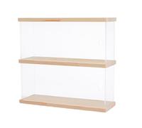 SUPERFINDINGS Vitrine en Acrylique à 2 Niveau 40x27x10cm Boite Vitrine pour Collections Boîte D'exposition Claire À Assembler avec Socle en Bois pour Maison De Poupée Puzzle 3D Ou Rangement Domestique
